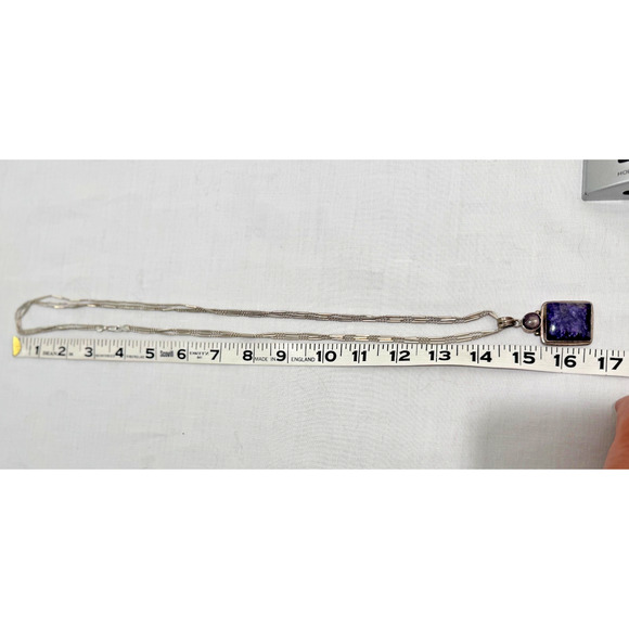 Native American Sterling Silver Purple Charoite Pendant Statement Necklace - Picture 5 of 13